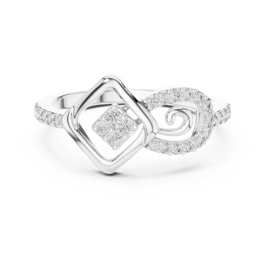 925 Silver Moissanite Geometric Square And Swirl Bypass Engagement Ring