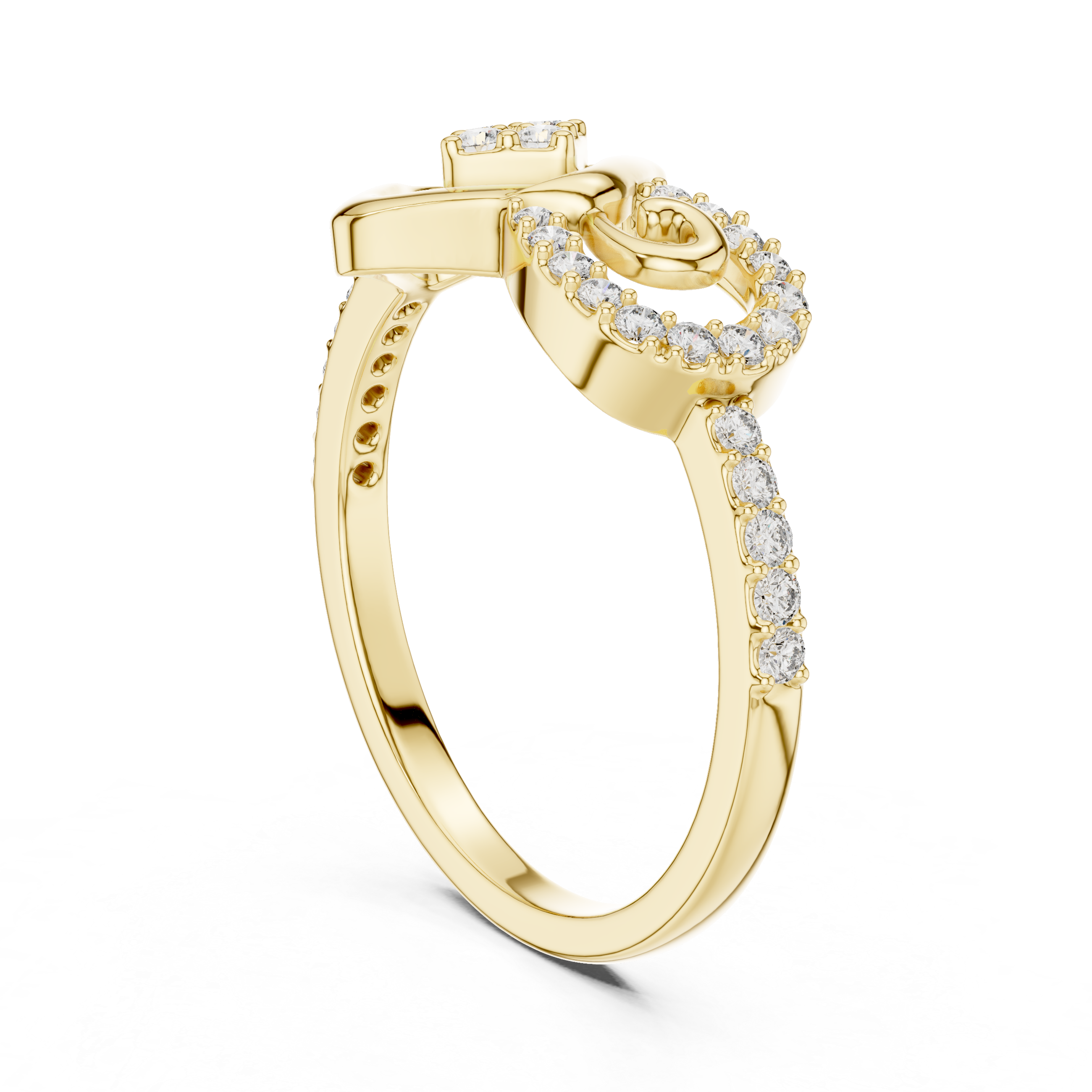 925 Silver Moissanite Geometric Square And Swirl Bypass Engagement Ring