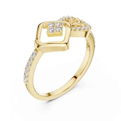 925 Silver Moissanite Geometric Square And Swirl Bypass Engagement Ring