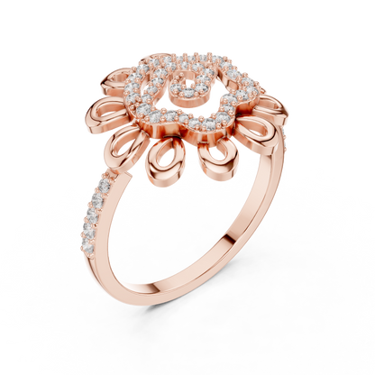 925 Silver Moissanite Sunburst Swirl Mandala Engagement Ring