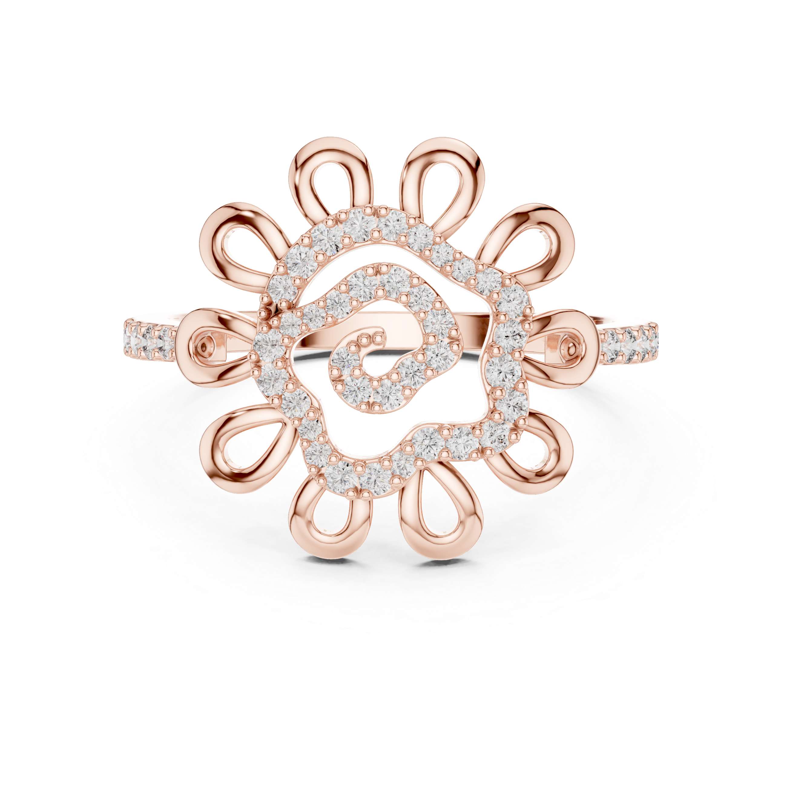 925 Silver Moissanite Sunburst Swirl Mandala Engagement Ring