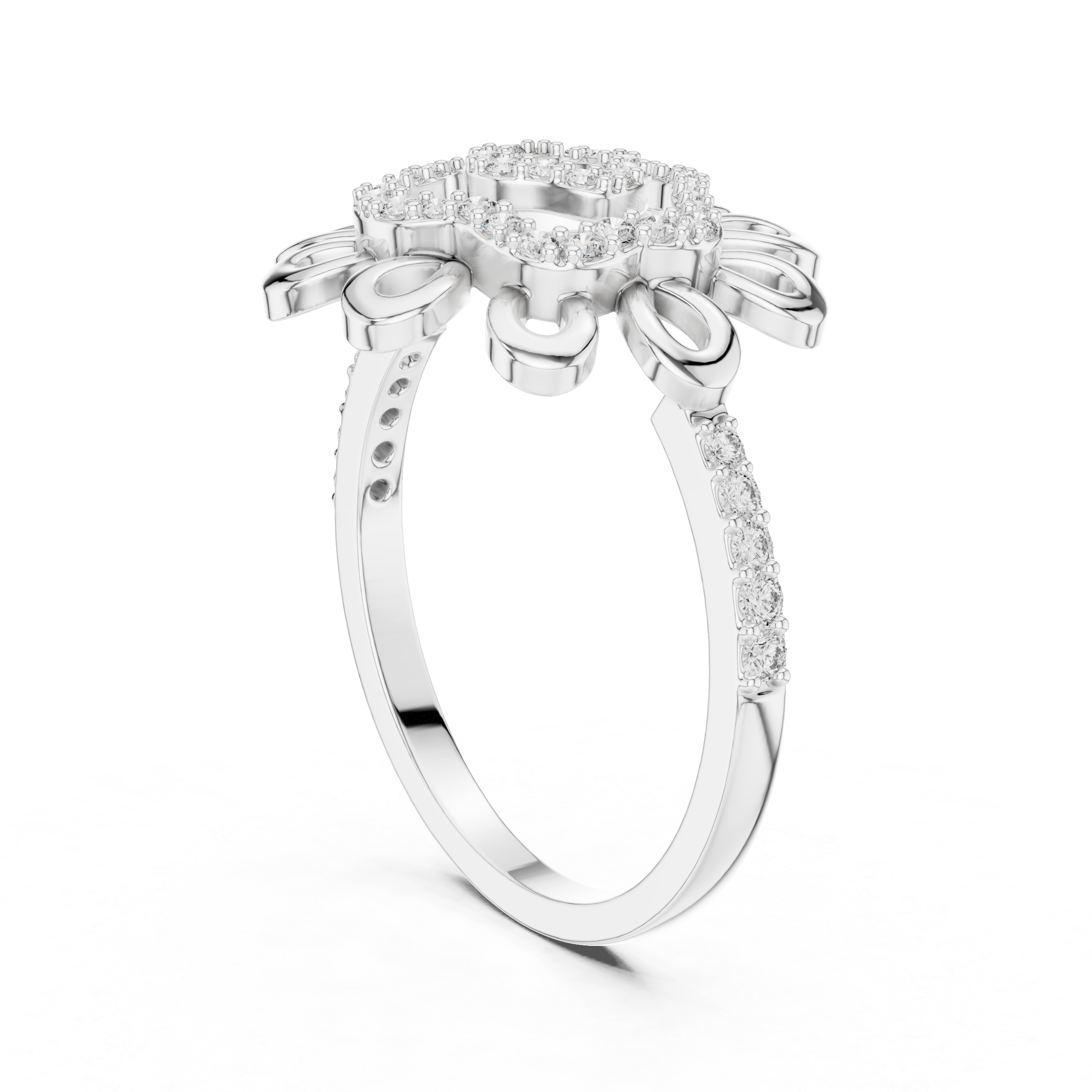 925 Silver Moissanite Sunburst Swirl Mandala Engagement Ring
