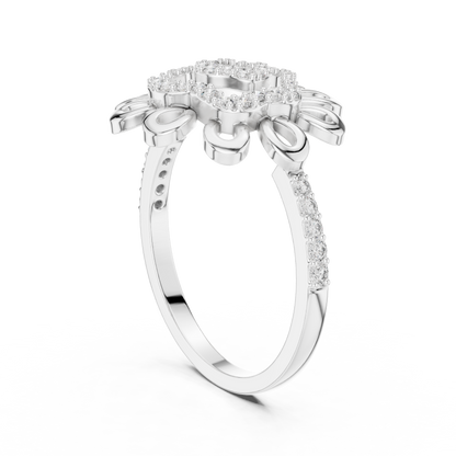 925 Silver Moissanite Sunburst Swirl Mandala Engagement Ring