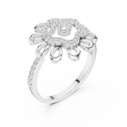 925 Silver Moissanite Sunburst Swirl Mandala Engagement Ring