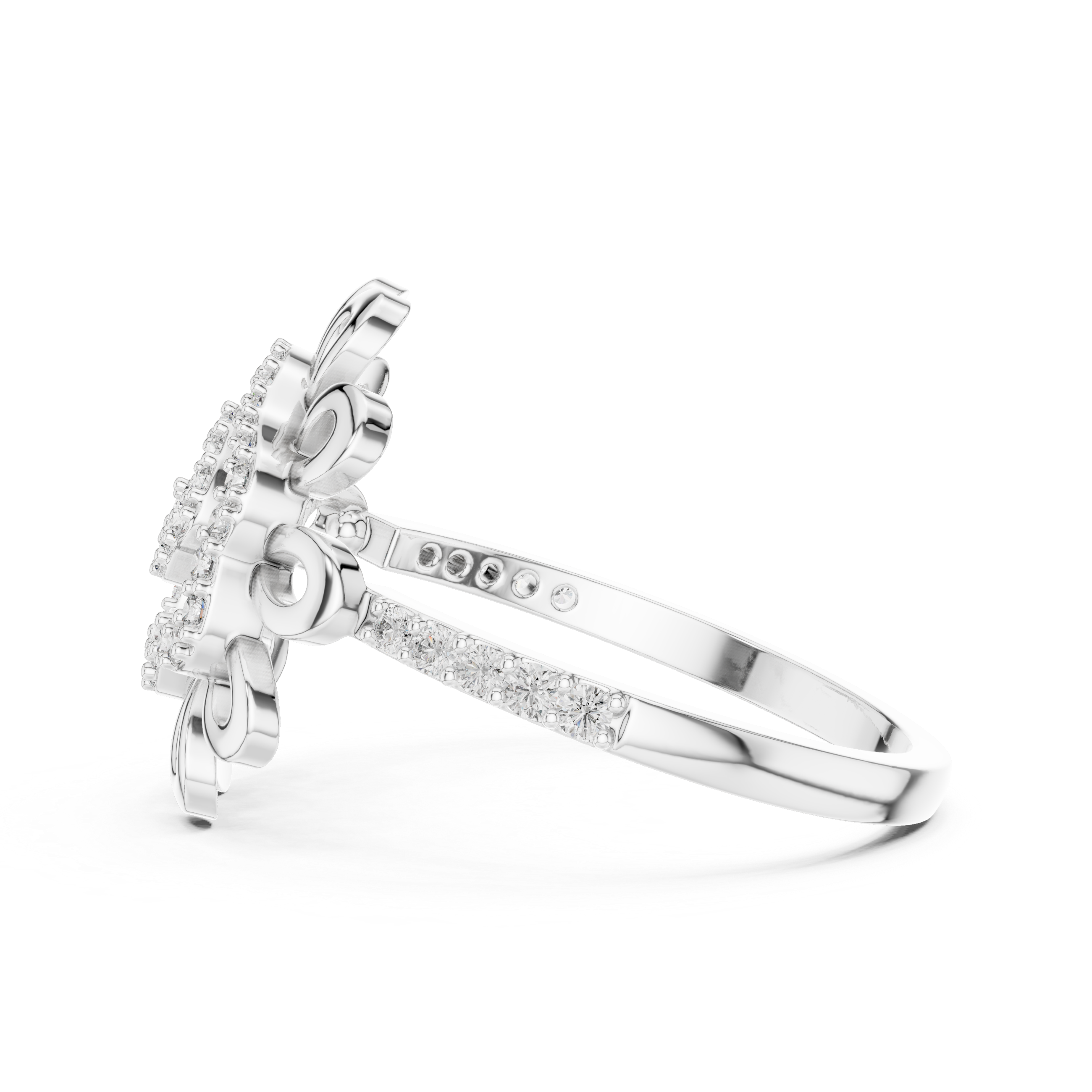 925 Silver Moissanite Sunburst Swirl Mandala Engagement Ring