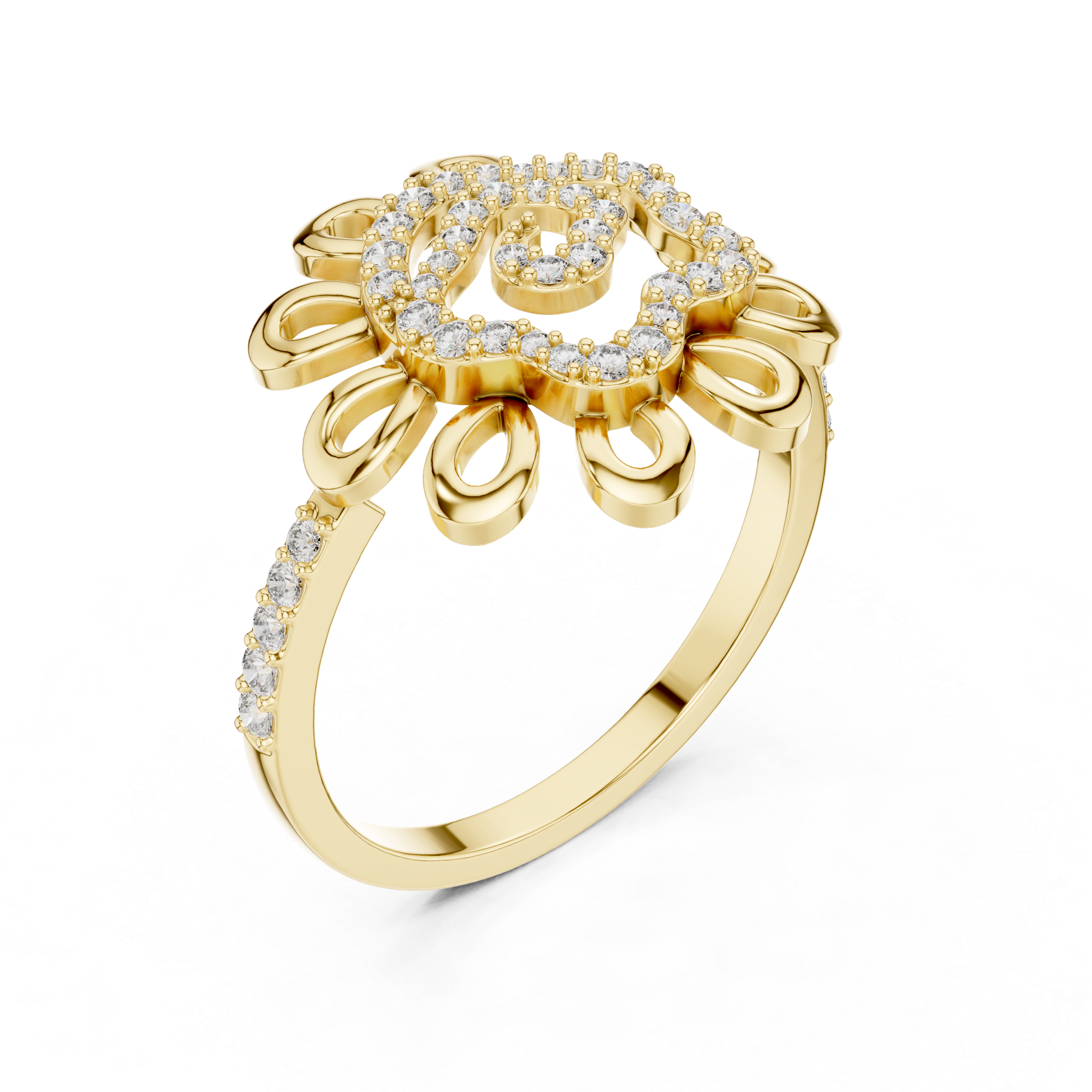 925 Silver Moissanite Sunburst Swirl Mandala Engagement Ring