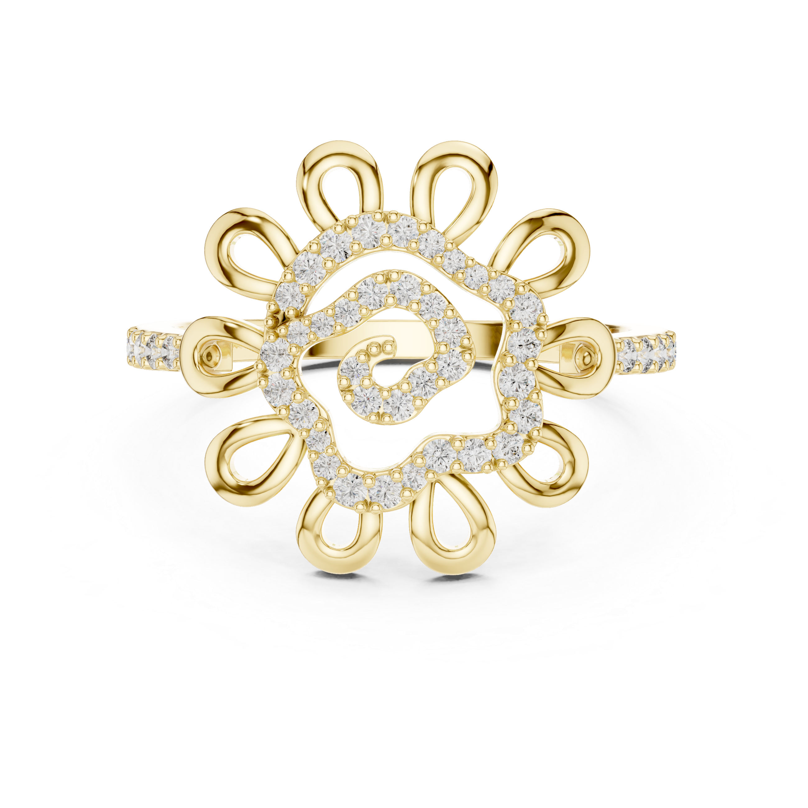 925 Silver Moissanite Sunburst Swirl Mandala Engagement Ring