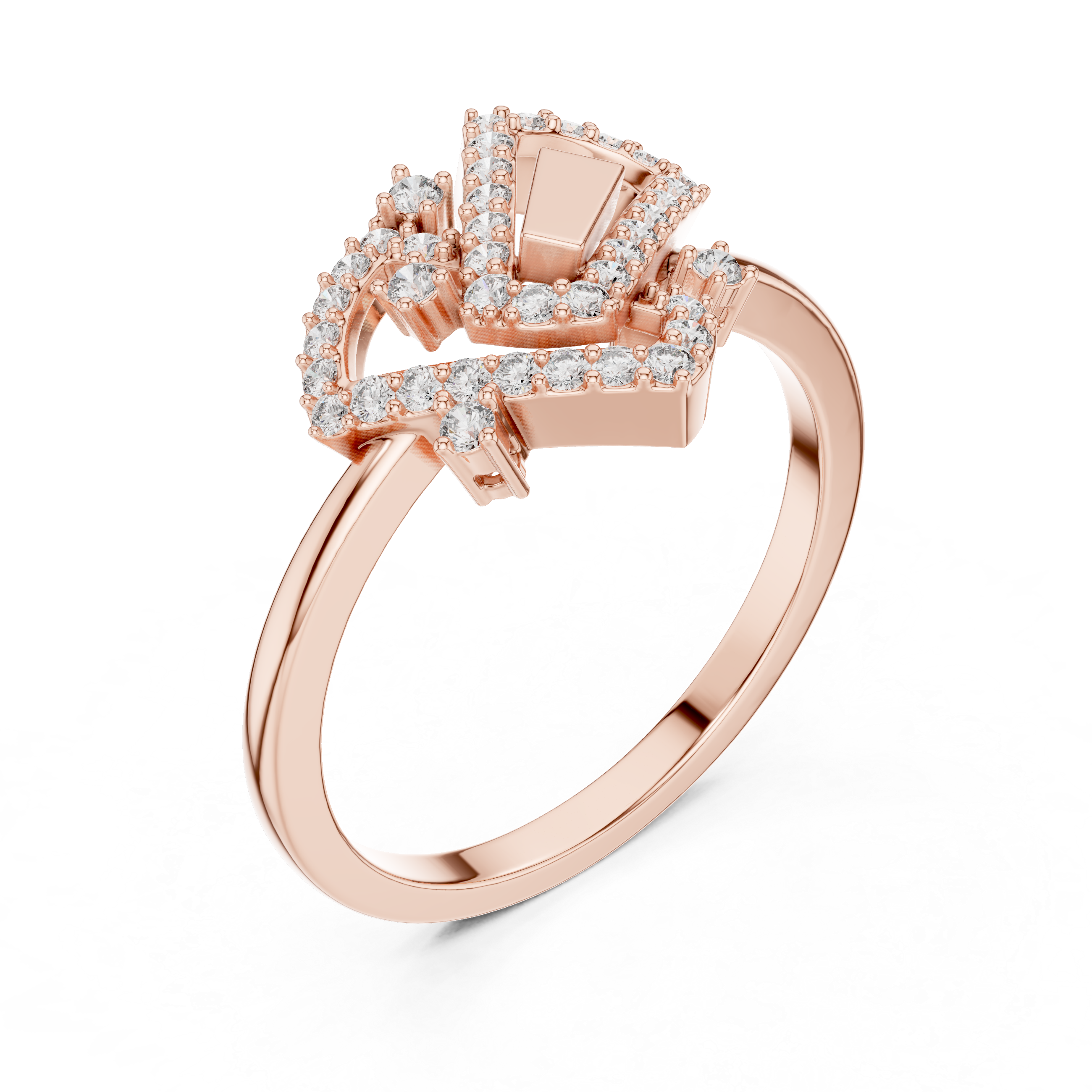 925 Silver Moissanite Art Deco Interlocking Geometric Engagement Ring