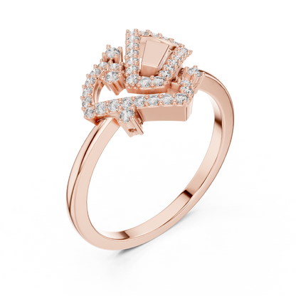 925 Silver Moissanite Art Deco Interlocking Geometric Engagement Ring