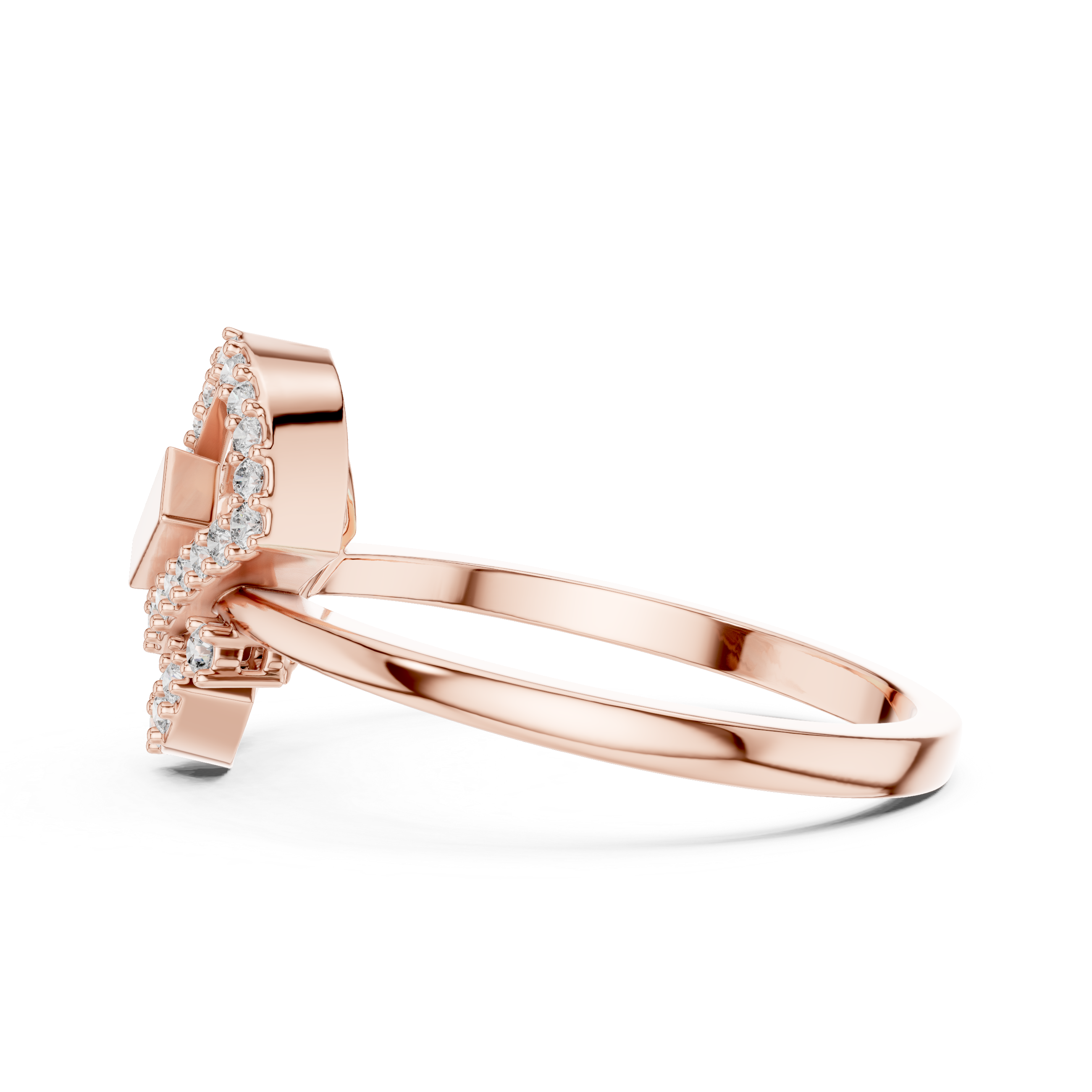 925 Silver Moissanite Art Deco Interlocking Geometric Engagement Ring