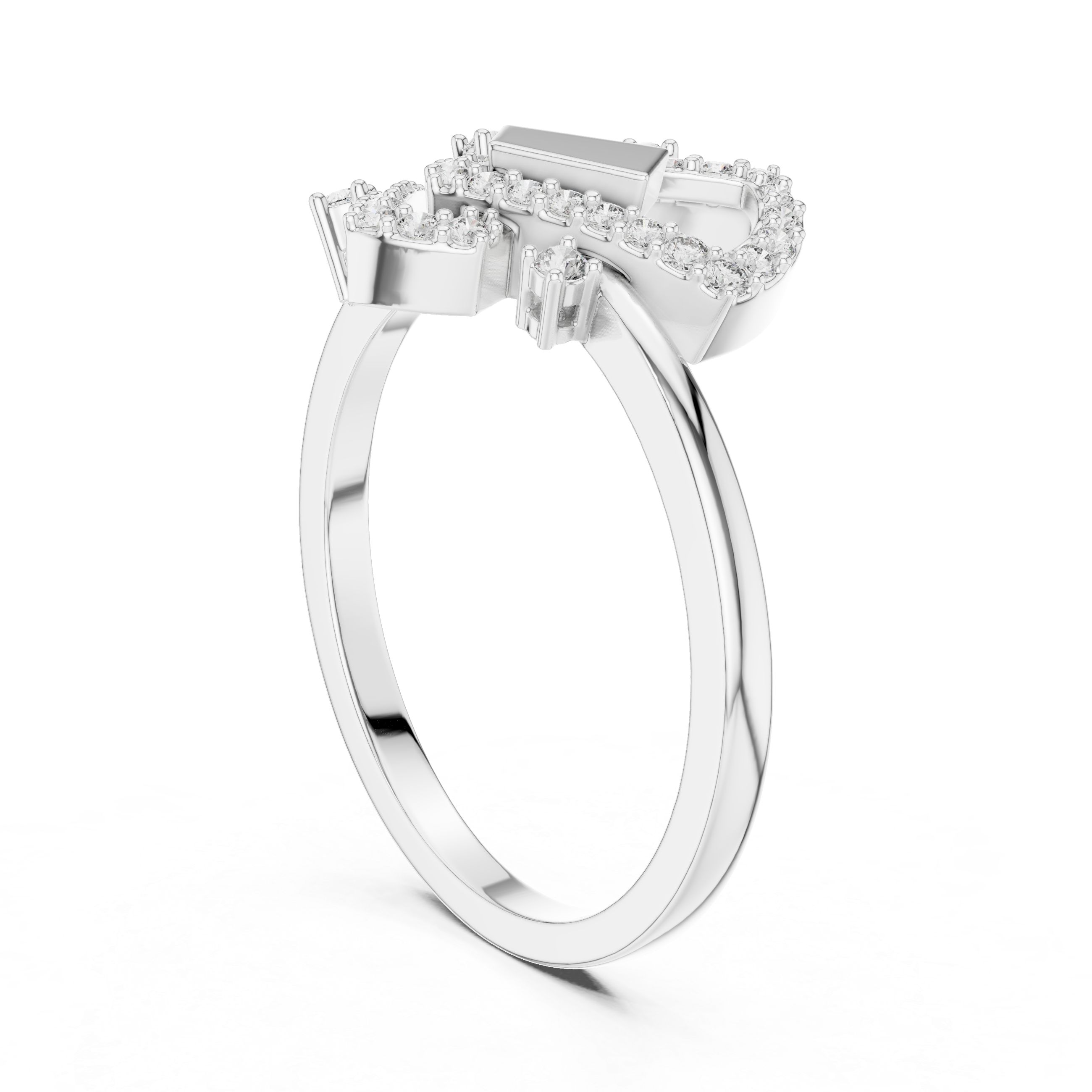 925 Silver Moissanite Art Deco Interlocking Geometric Engagement Ring