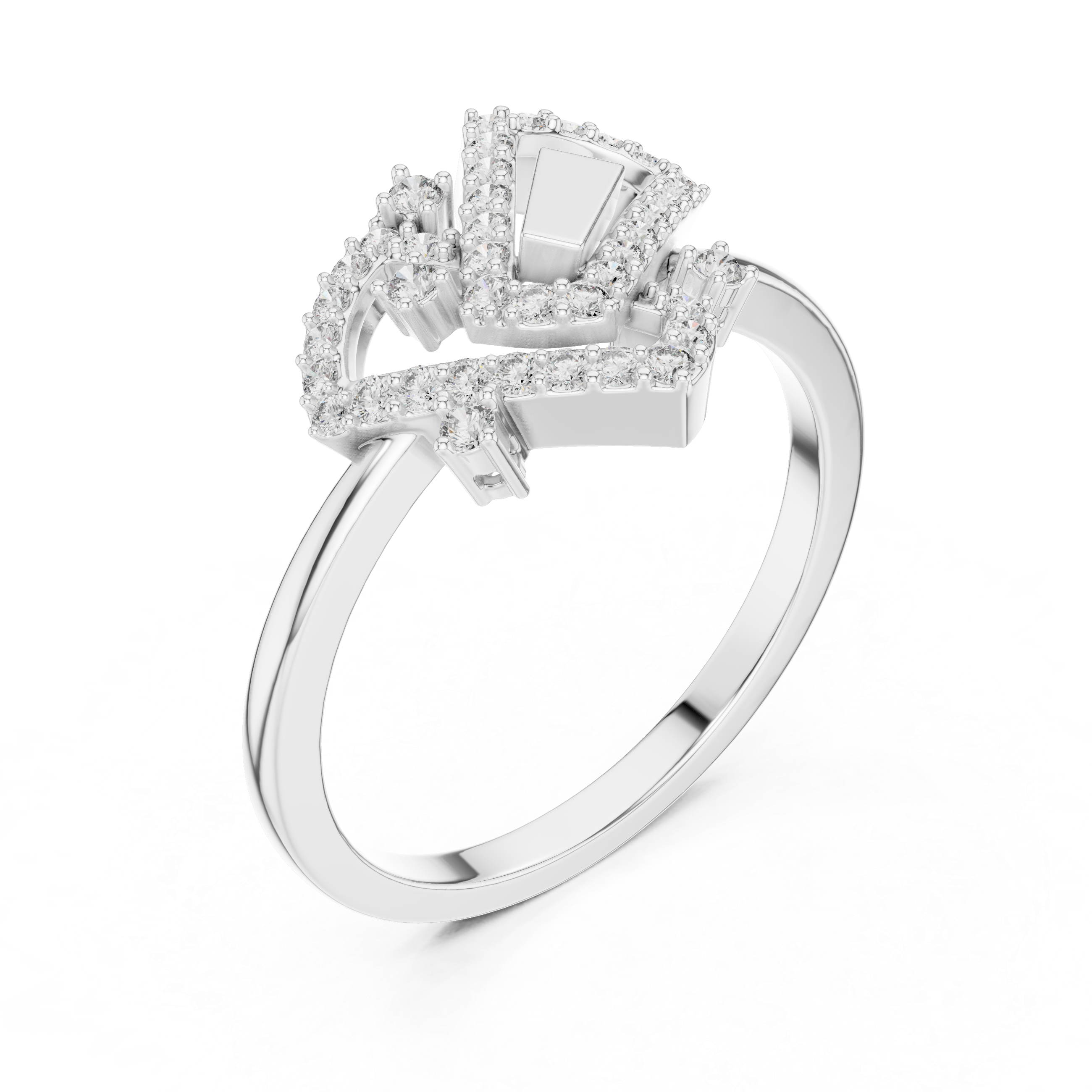 925 Silver Moissanite Art Deco Interlocking Geometric Engagement Ring