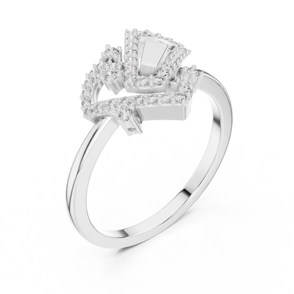 925 Silver Moissanite Art Deco Interlocking Geometric Engagement Ring