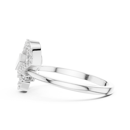 925 Silver Moissanite Art Deco Interlocking Geometric Engagement Ring
