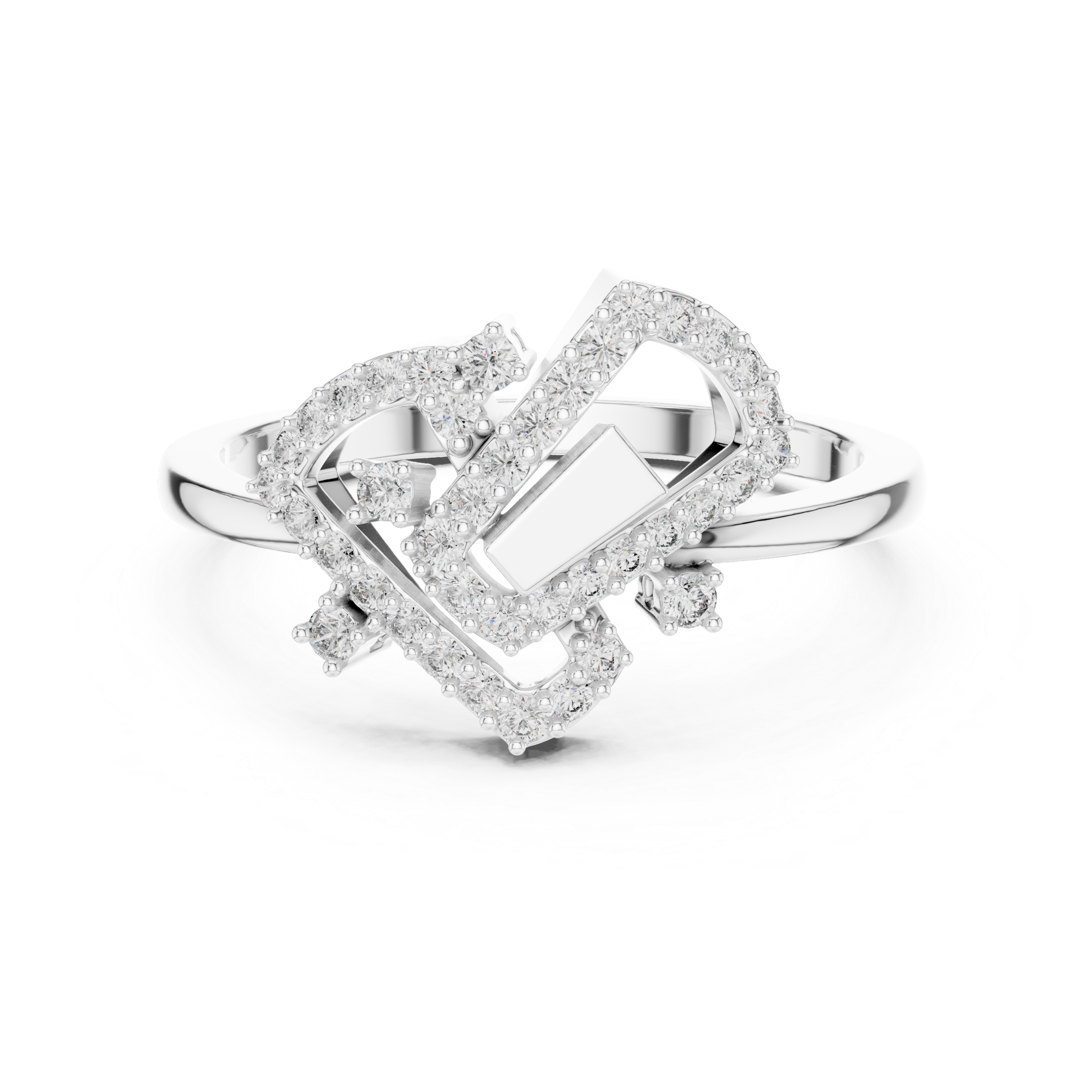 925 Silver Moissanite Art Deco Interlocking Geometric Engagement Ring