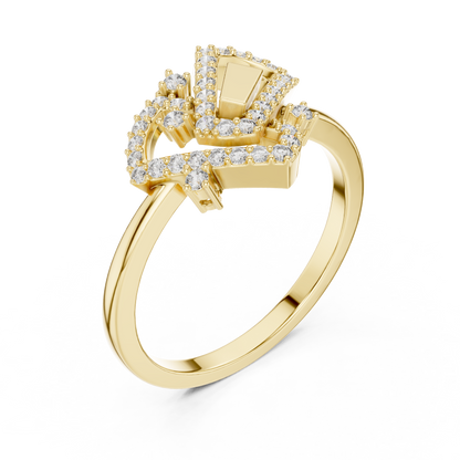 925 Silver Moissanite Art Deco Interlocking Geometric Engagement Ring