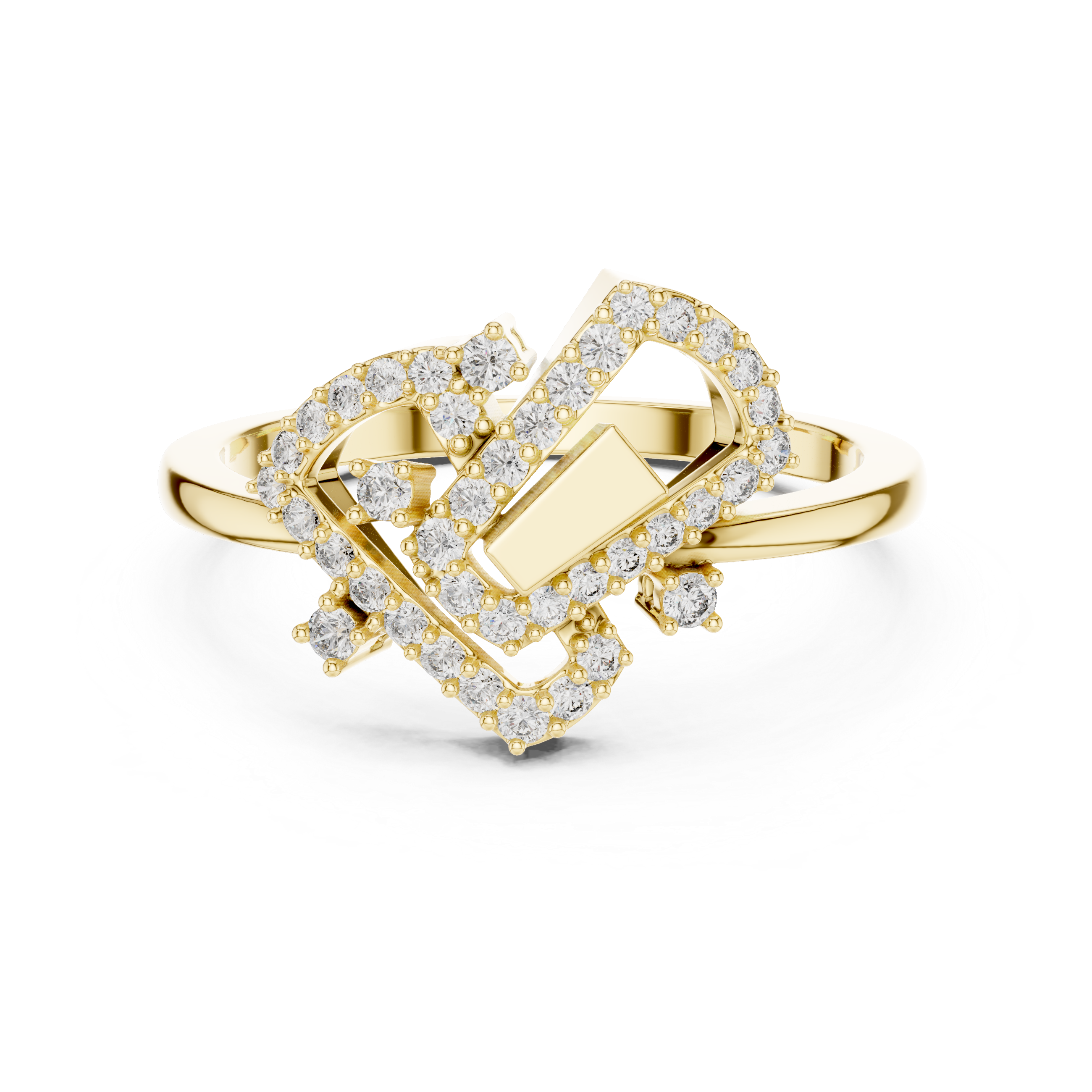 925 Silver Moissanite Art Deco Interlocking Geometric Engagement Ring