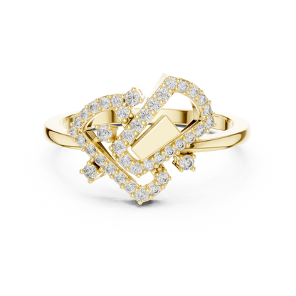 925 Silver Moissanite Art Deco Interlocking Geometric Engagement Ring