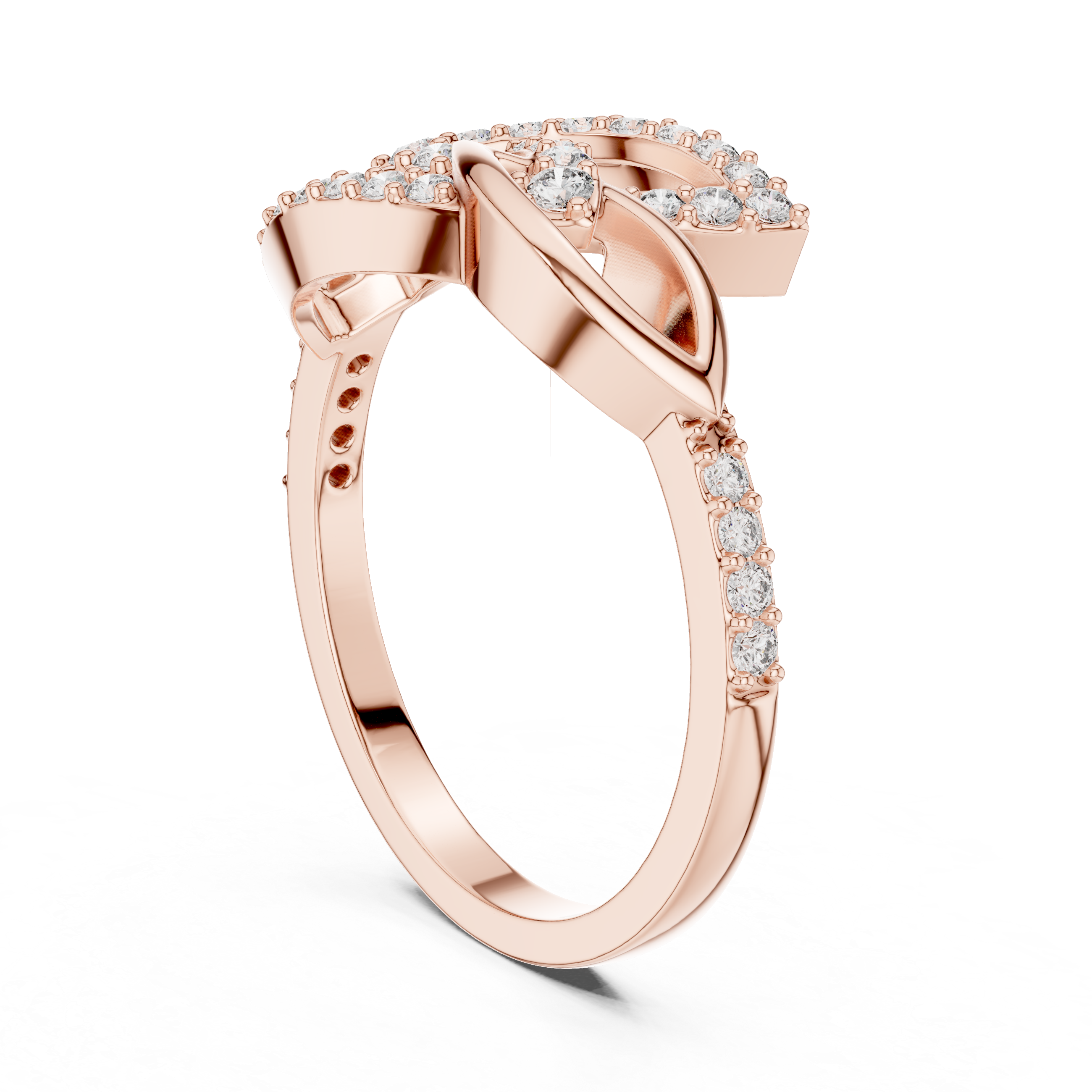 925 Silver Moissanite Geometric Marquise Crossover Engagement Ring
