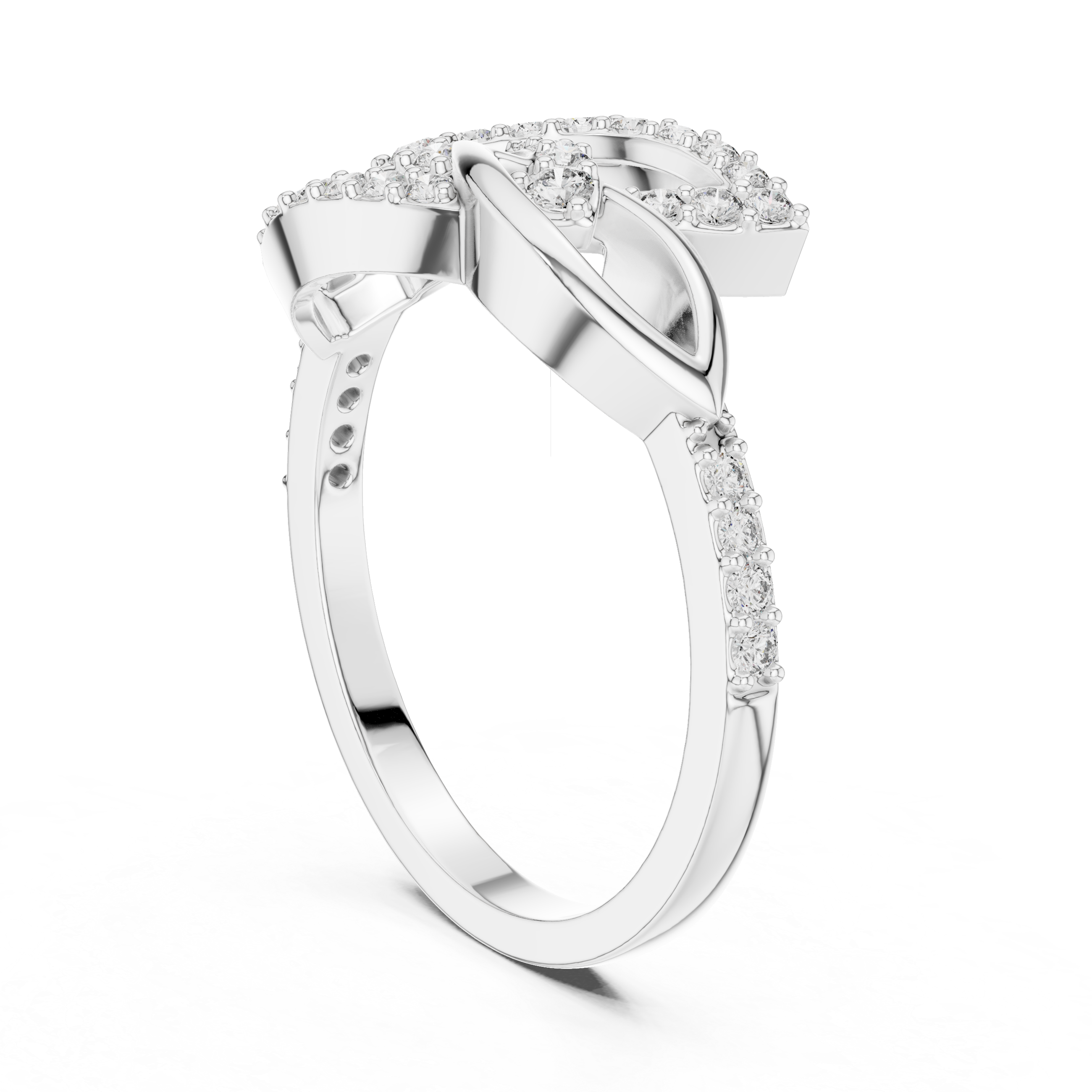 925 Silver Moissanite Geometric Marquise Crossover Engagement Ring