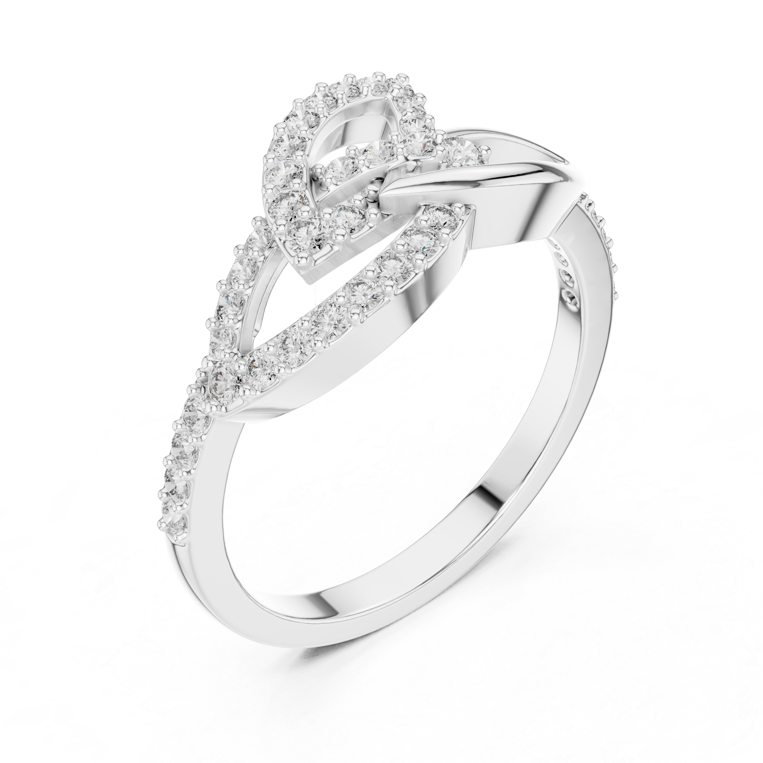 925 Silver Moissanite Geometric Marquise Crossover Engagement Ring