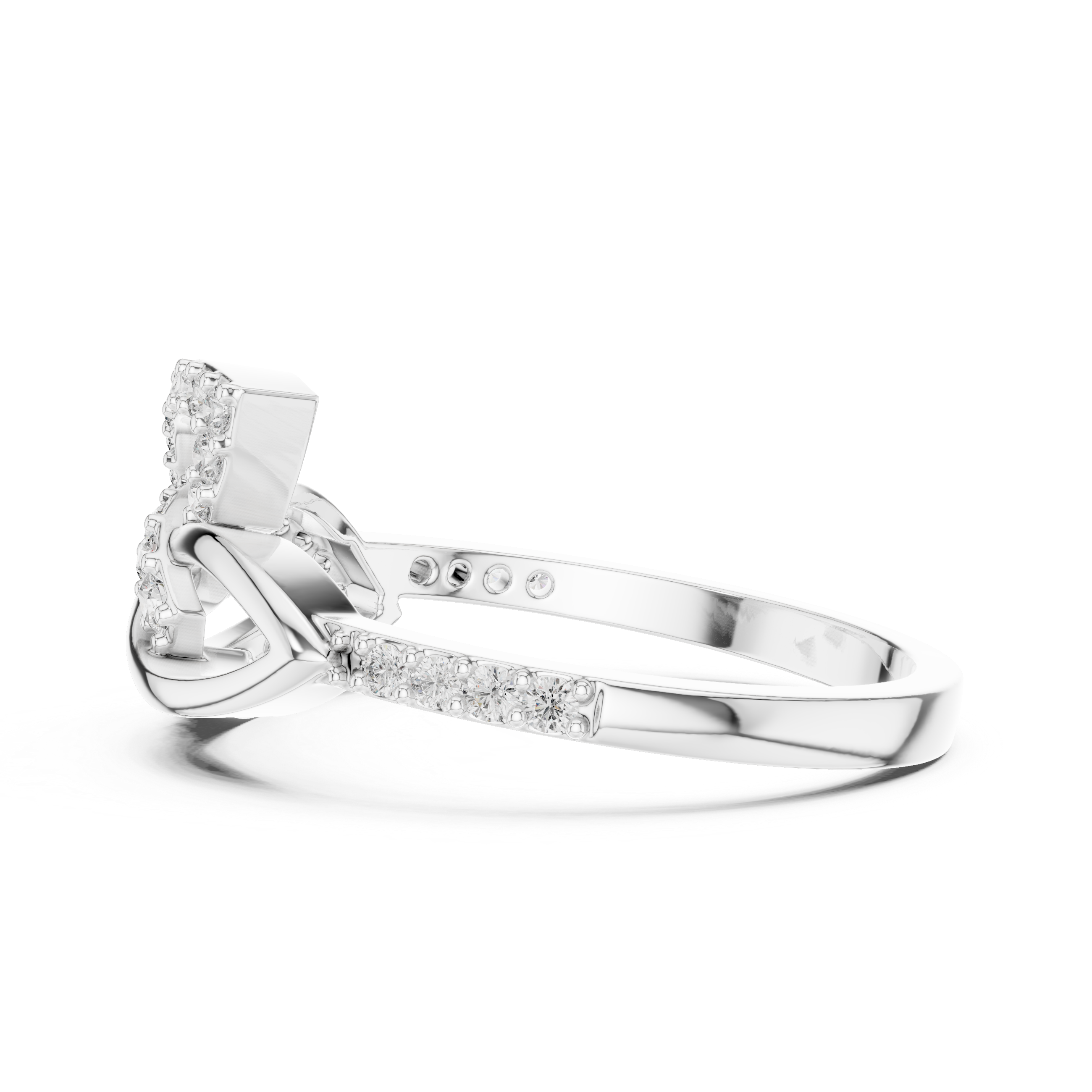 925 Silver Moissanite Geometric Marquise Crossover Engagement Ring