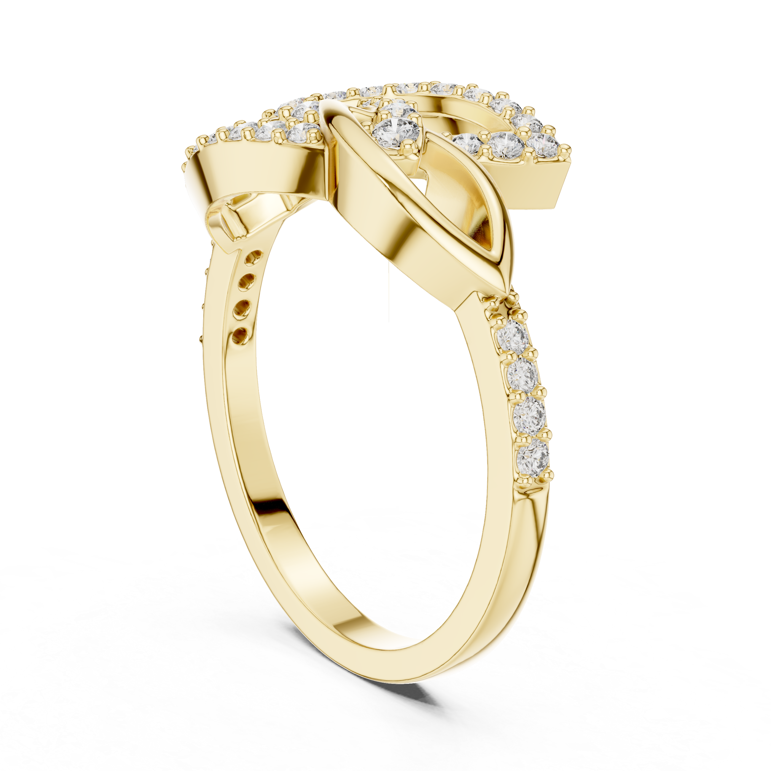 925 Silver Moissanite Geometric Marquise Crossover Engagement Ring
