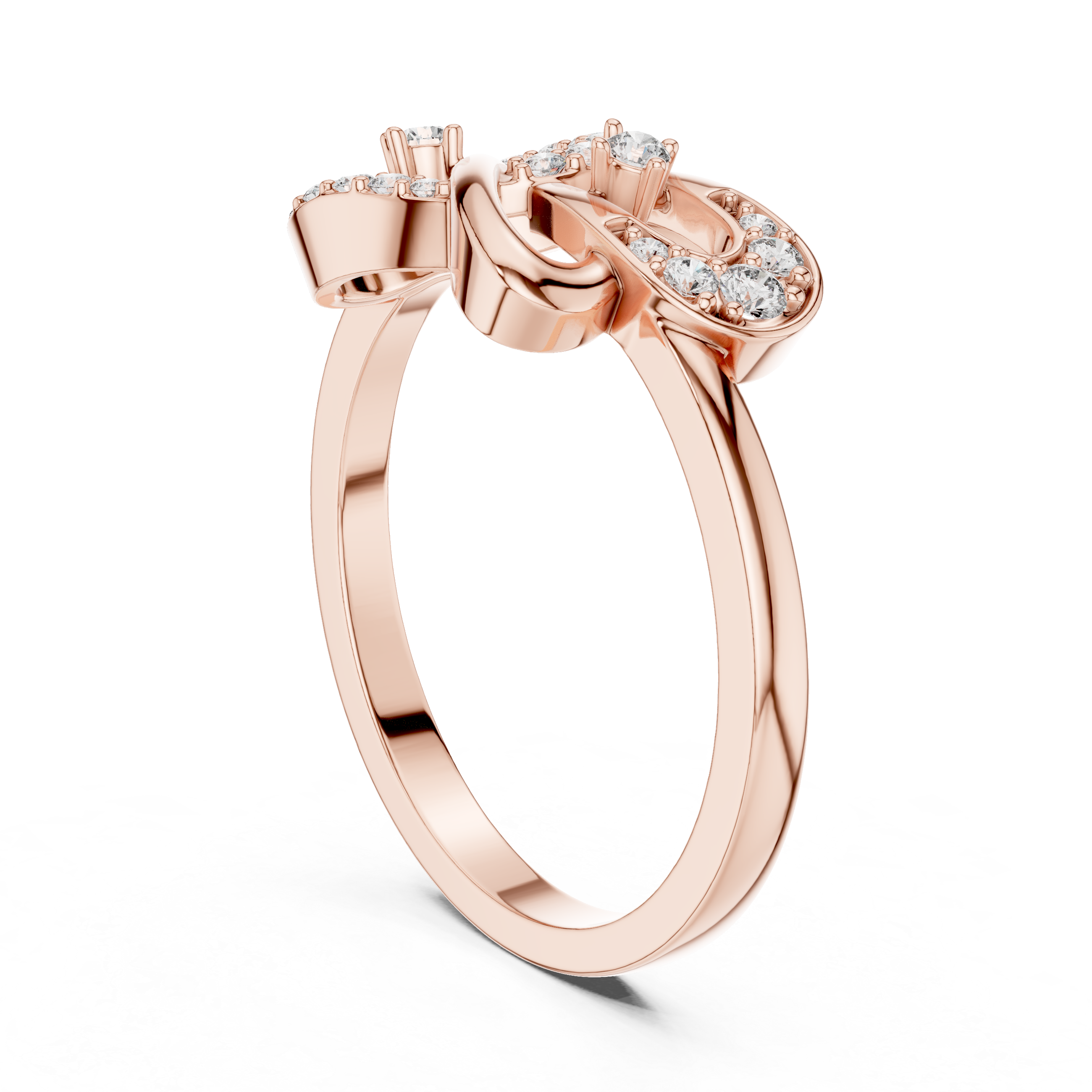 925 Silver Moissanite Heart And Horseshoe Bypass Engagement Ring
