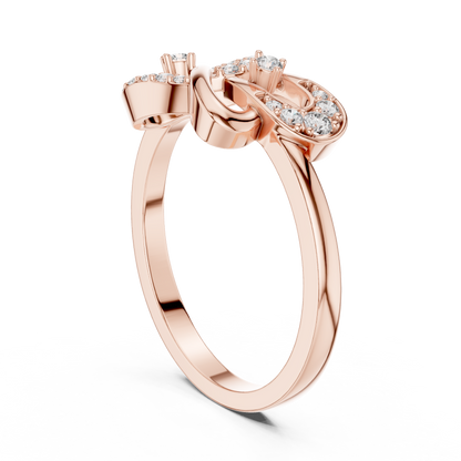 925 Silver Moissanite Heart And Horseshoe Bypass Engagement Ring