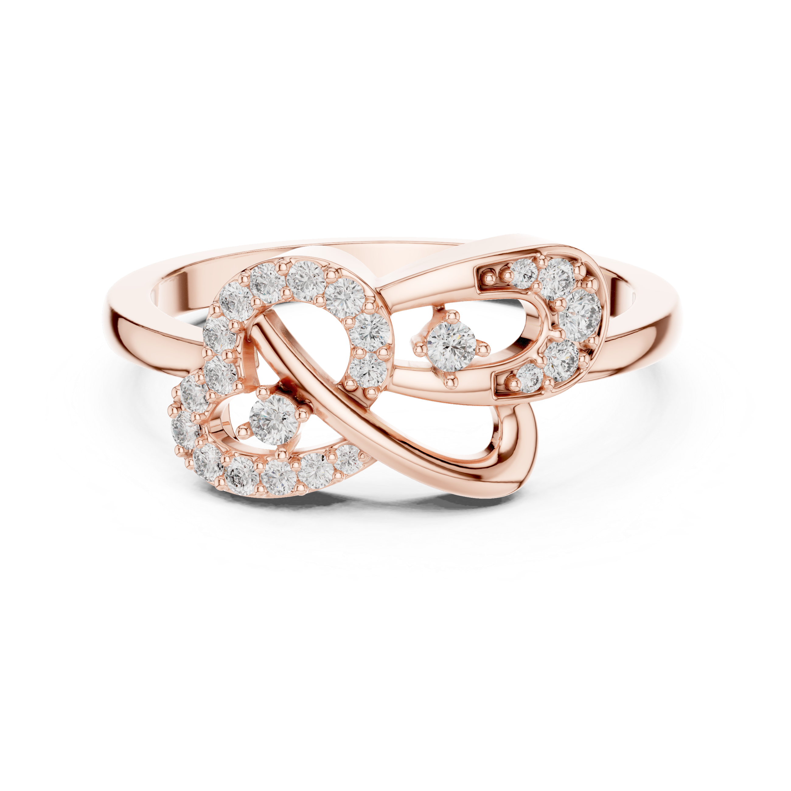 925 Silver Moissanite Heart And Horseshoe Bypass Engagement Ring