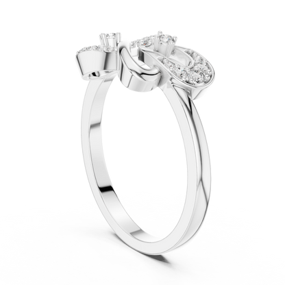 925 Silver Moissanite Heart And Horseshoe Bypass Engagement Ring