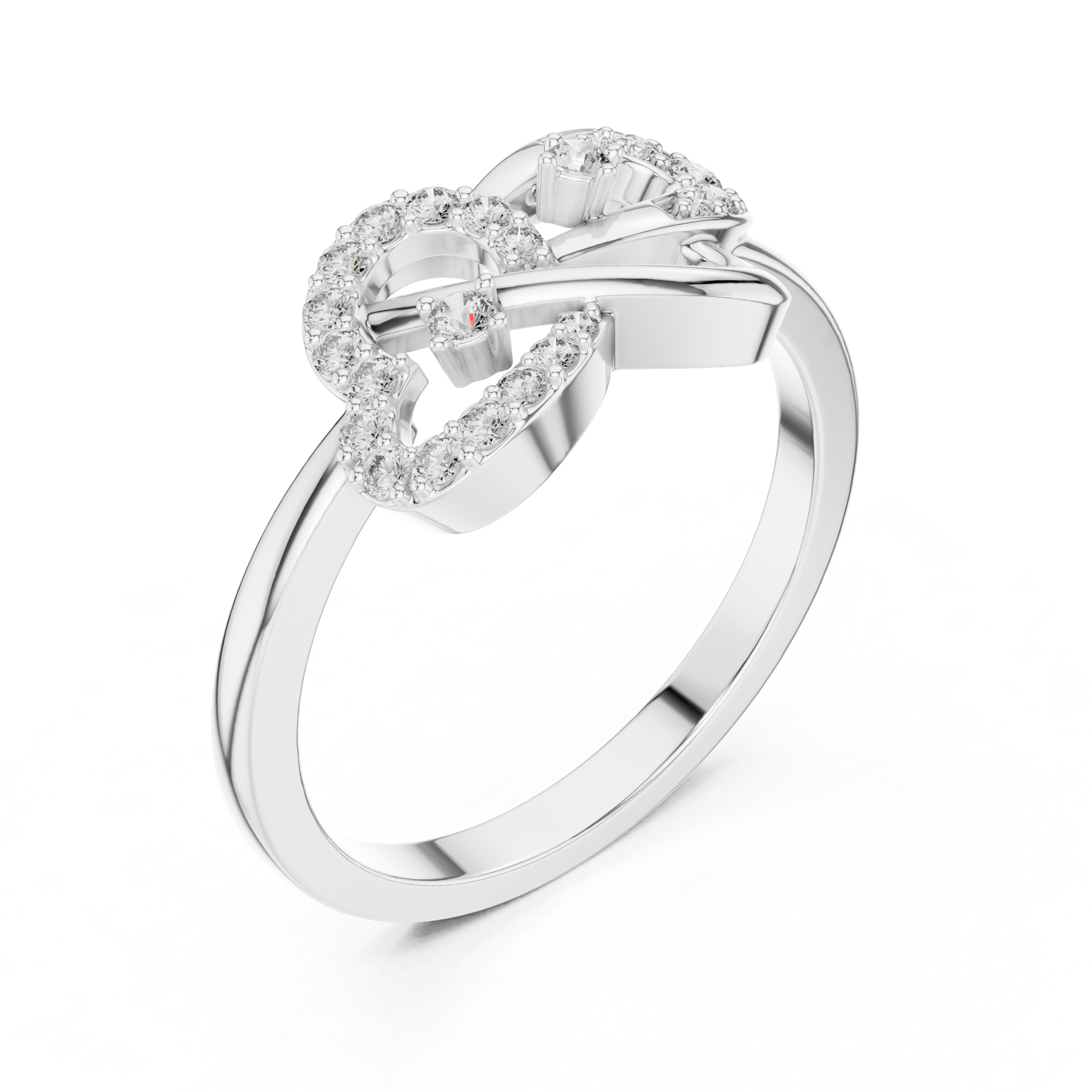 925 Silver Moissanite Heart And Horseshoe Bypass Engagement Ring