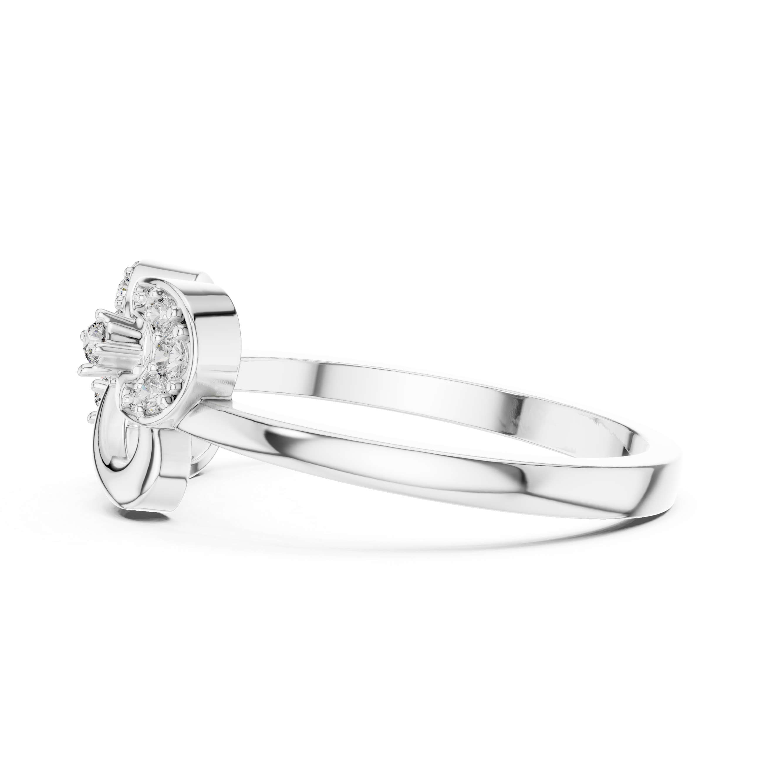 925 Silver Moissanite Heart And Horseshoe Bypass Engagement Ring