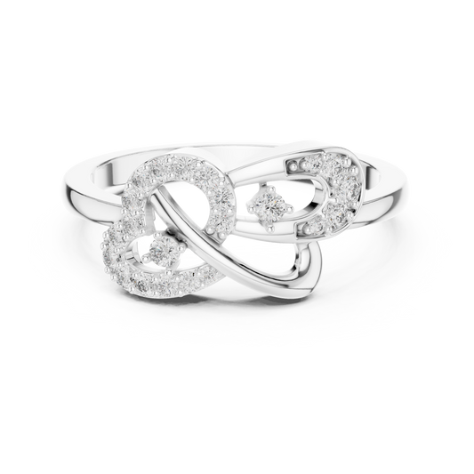925 Silver Moissanite Heart And Horseshoe Bypass Engagement Ring