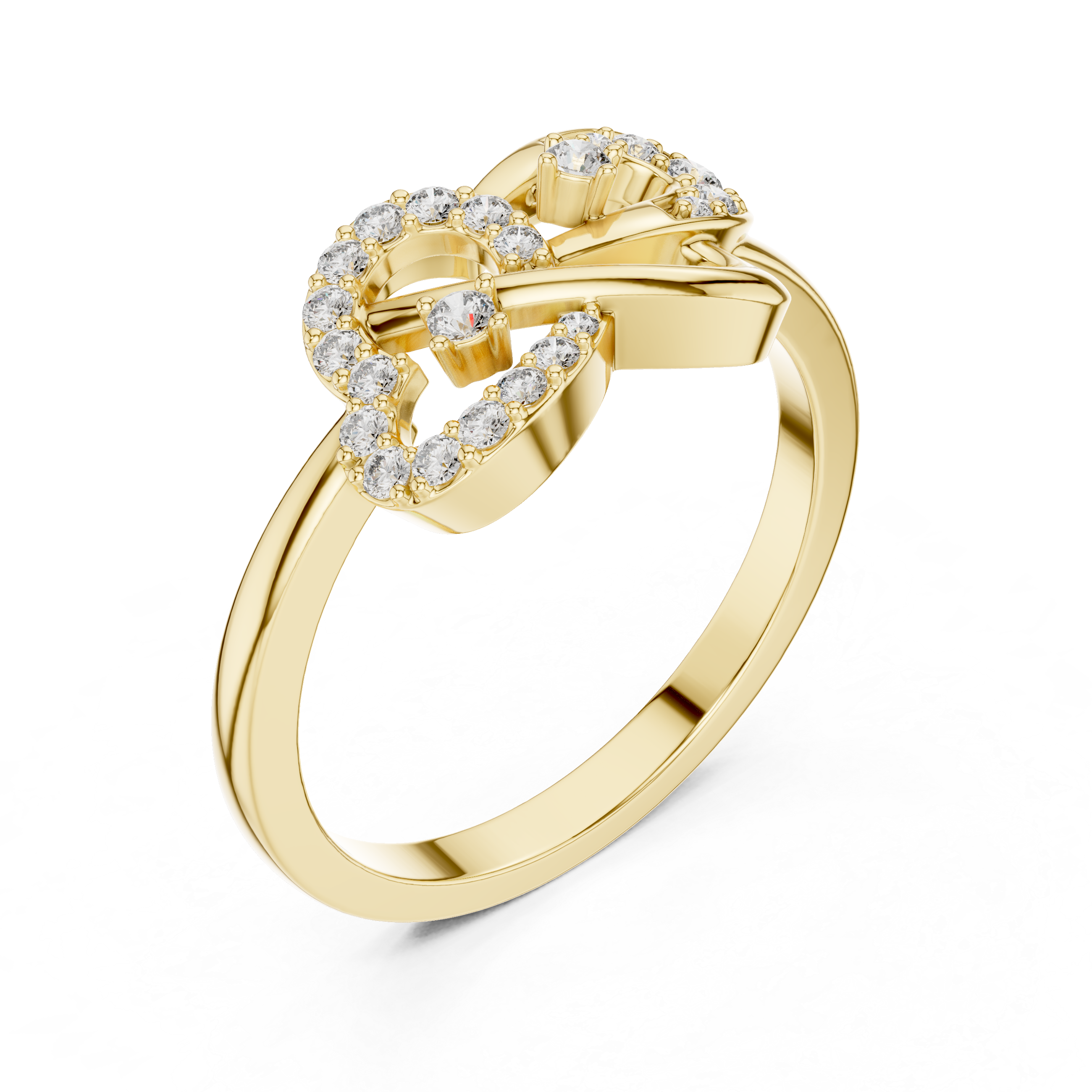 925 Silver Moissanite Heart And Horseshoe Bypass Engagement Ring