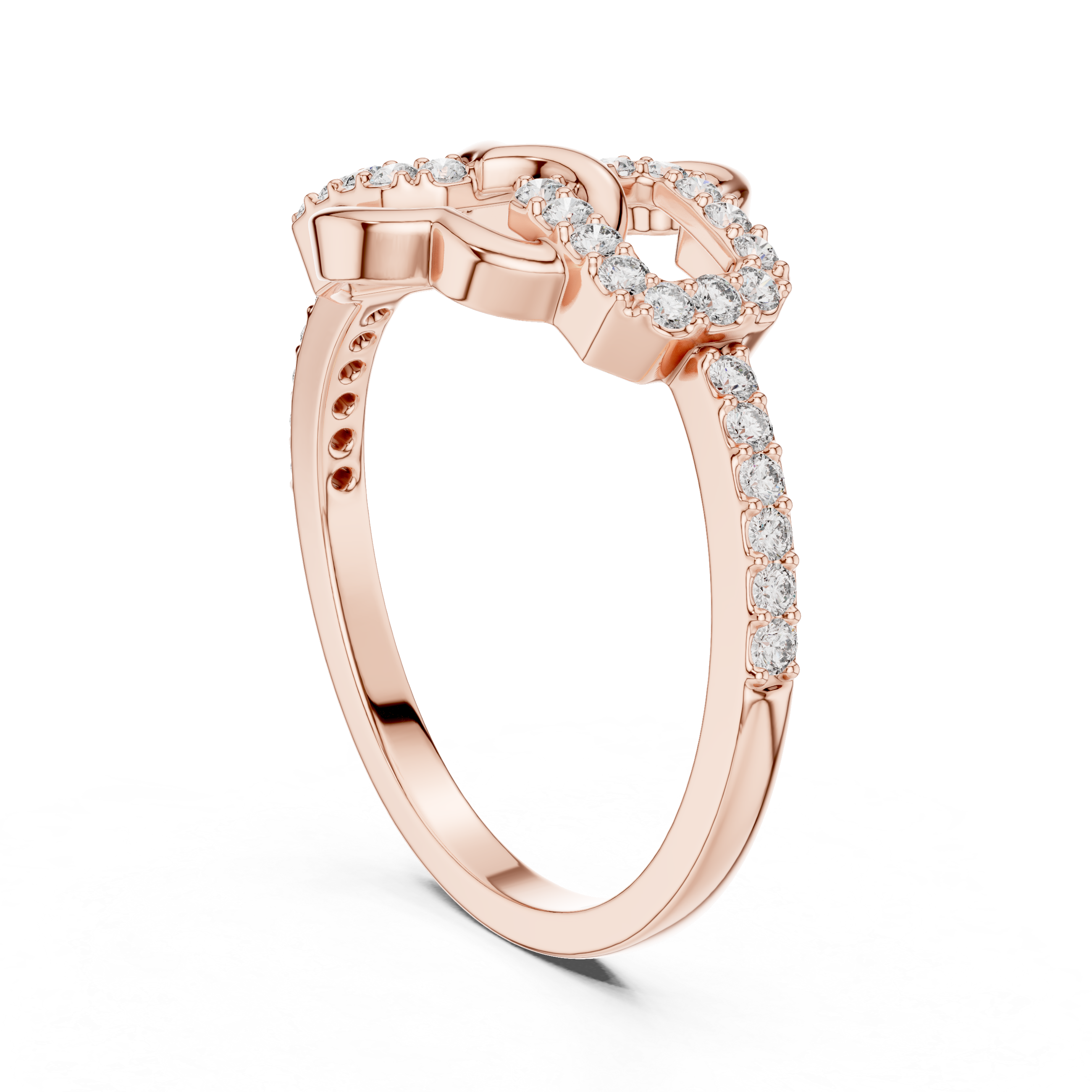 925 Silver Moissanite Interlocking Infinity Heart Chain-Link Engagement Ring