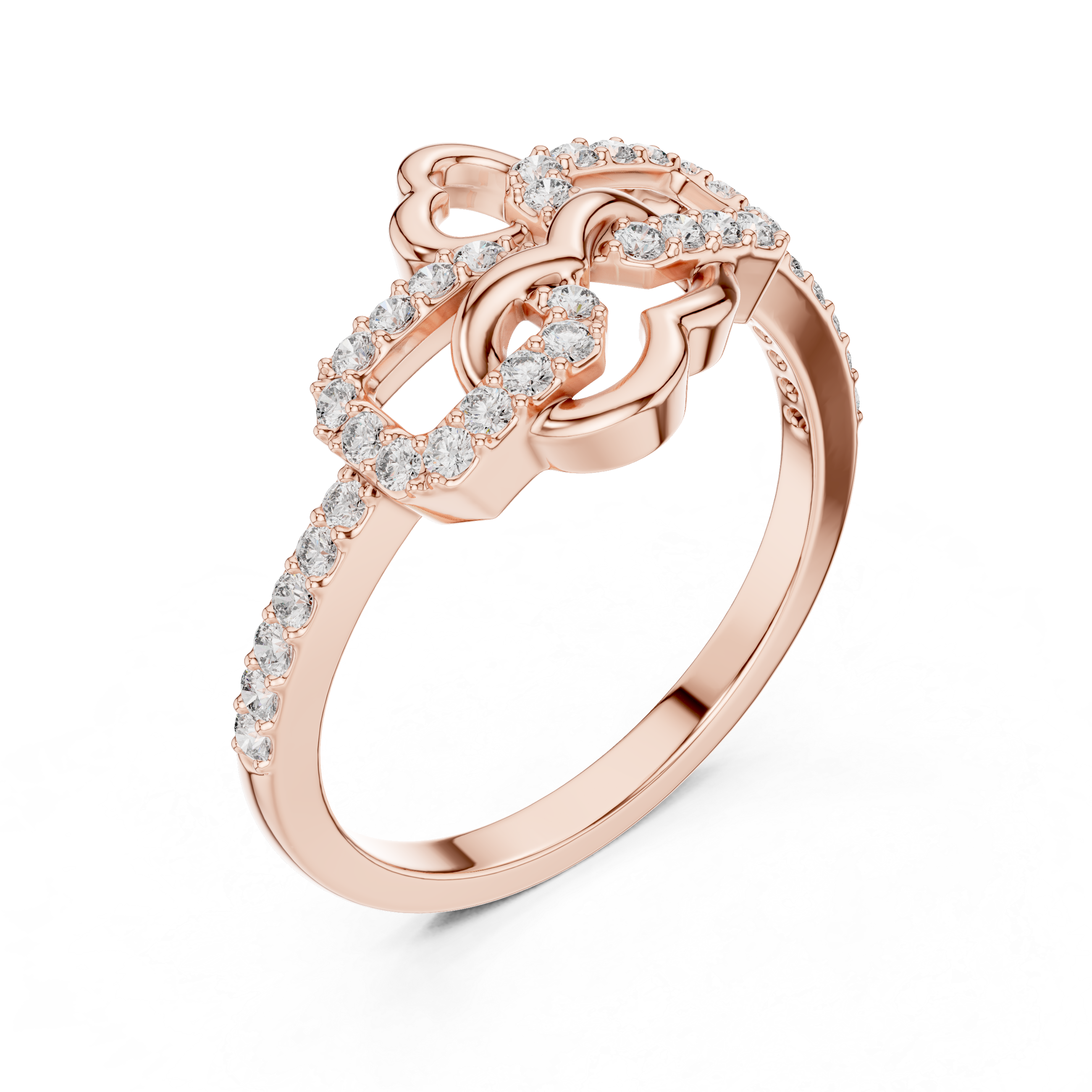 925 Silver Moissanite Interlocking Infinity Heart Chain-Link Engagement Ring