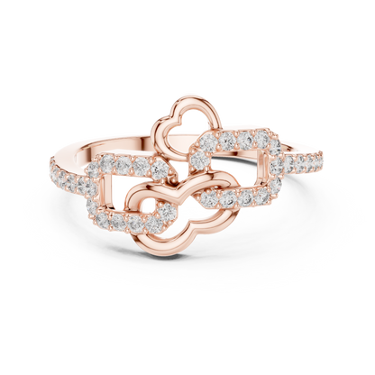 925 Silver Moissanite Interlocking Infinity Heart Chain-Link Engagement Ring