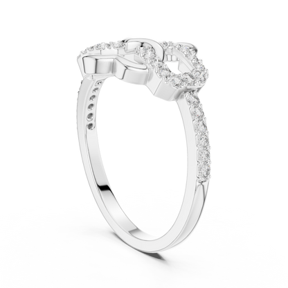 925 Silver Moissanite Interlocking Infinity Heart Chain-Link Engagement Ring