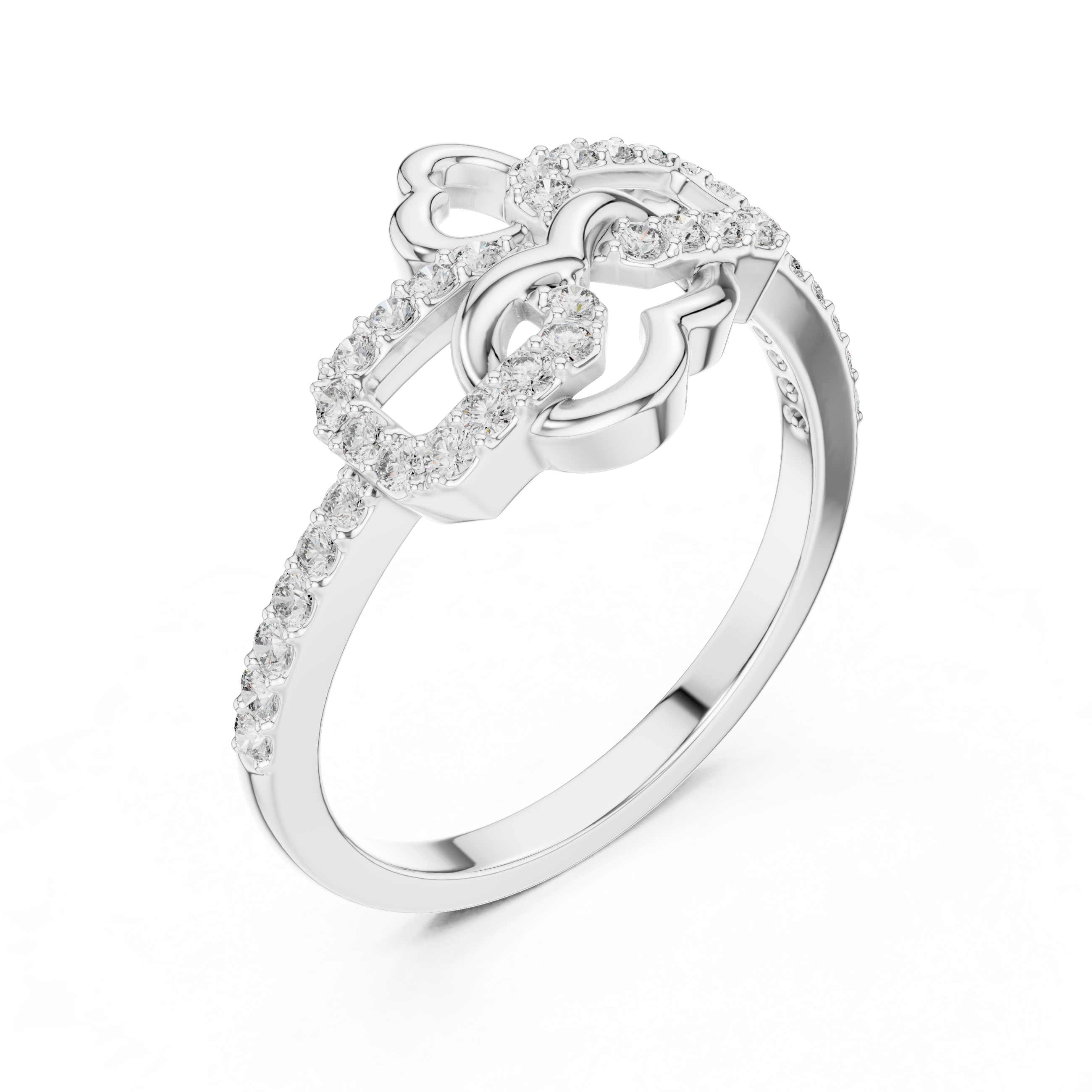 925 Silver Moissanite Interlocking Infinity Heart Chain-Link Engagement Ring