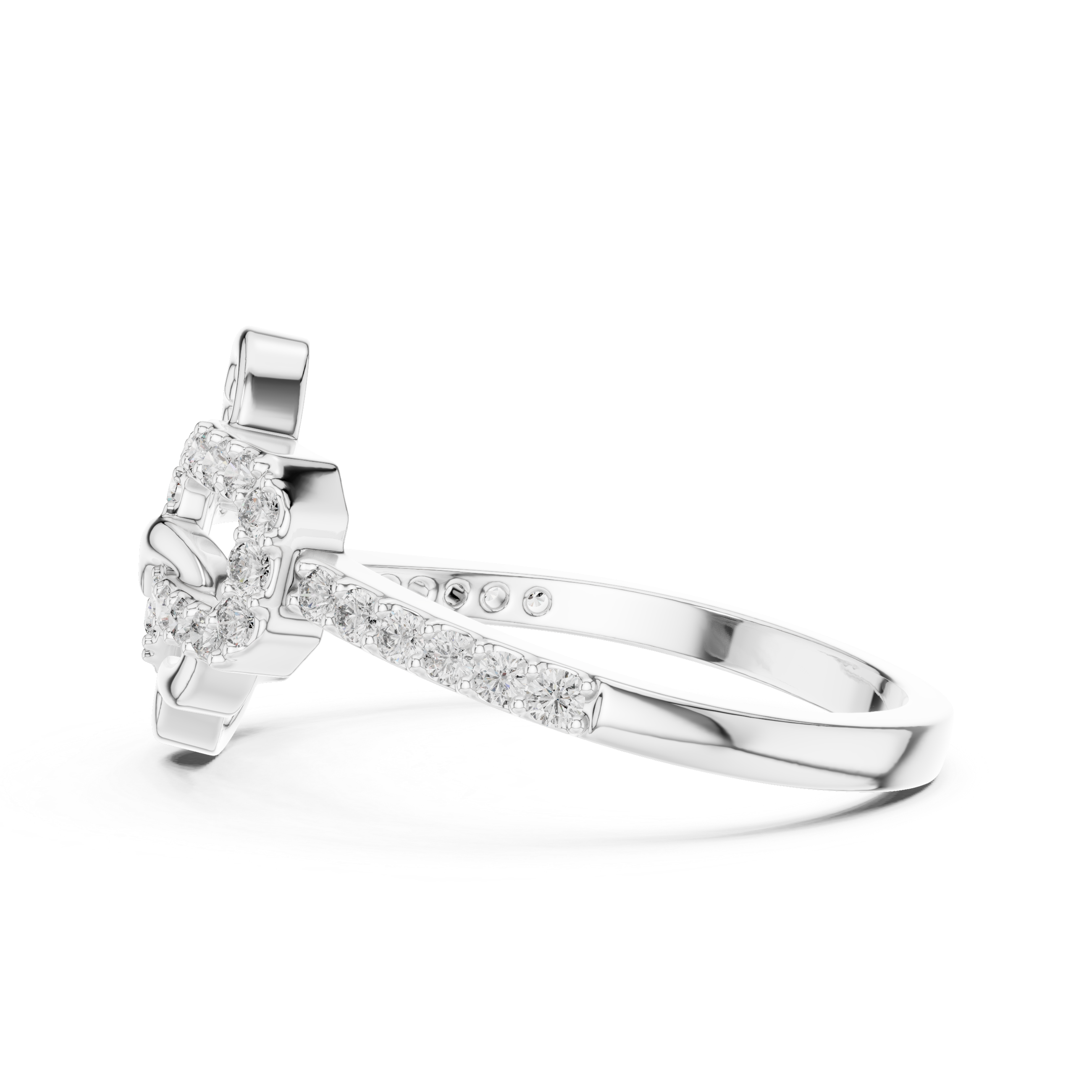 925 Silver Moissanite Interlocking Infinity Heart Chain-Link Engagement Ring
