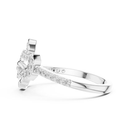 925 Silver Moissanite Interlocking Infinity Heart Chain-Link Engagement Ring