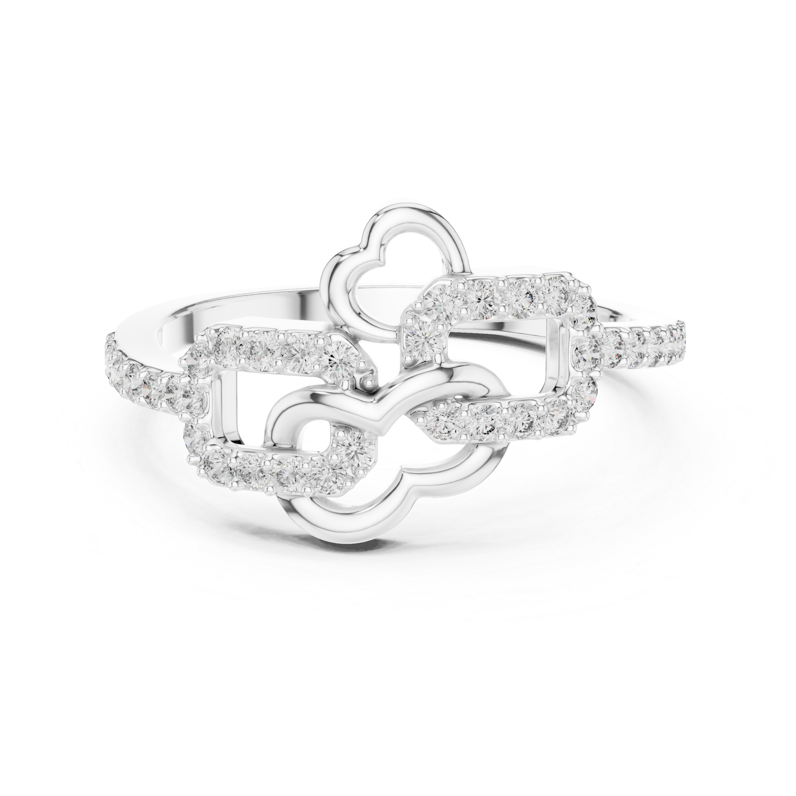 925 Silver Moissanite Interlocking Infinity Heart Chain-Link Engagement Ring