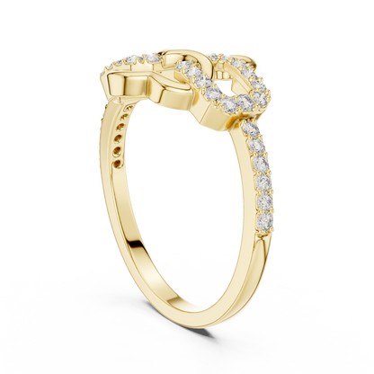 925 Silver Moissanite Interlocking Infinity Heart Chain-Link Engagement Ring