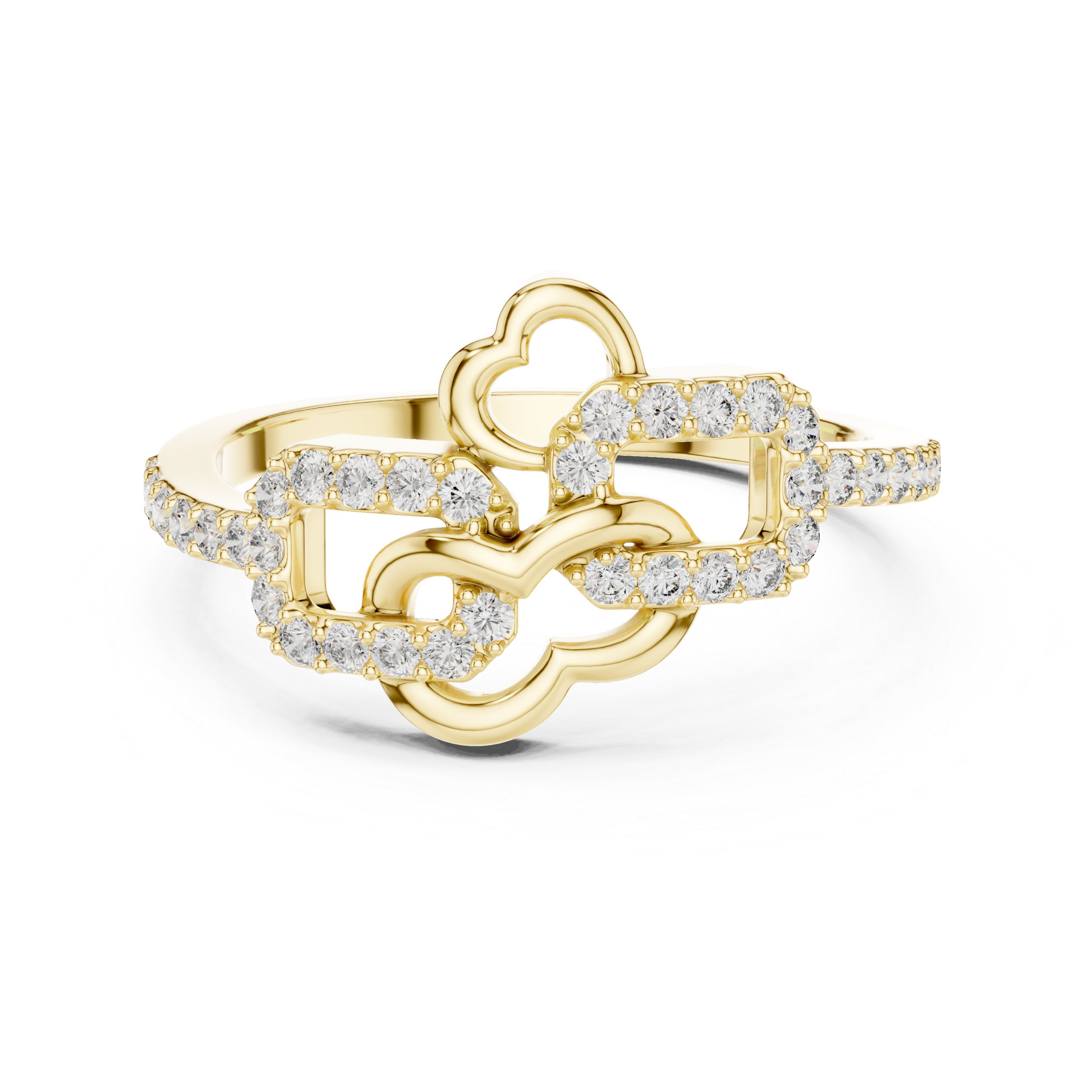 925 Silver Moissanite Interlocking Infinity Heart Chain-Link Engagement Ring
