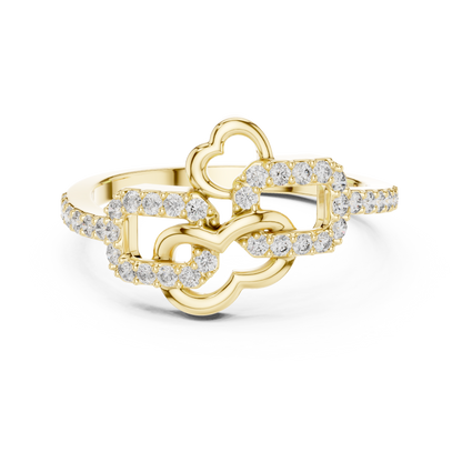 925 Silver Moissanite Interlocking Infinity Heart Chain-Link Engagement Ring