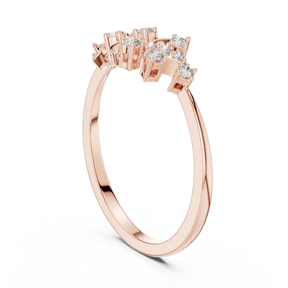 925 Silver Moissanite Nature-Inspired Cluster Engagement Ring 14K Gold Plated