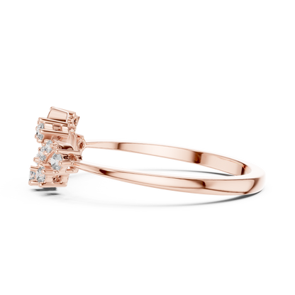 925 Silver Moissanite Nature-Inspired Cluster Engagement Ring 14K Gold Plated
