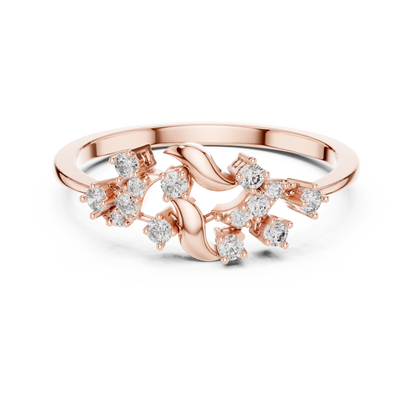 925 Silver Moissanite Nature-Inspired Cluster Engagement Ring 14K Gold Plated