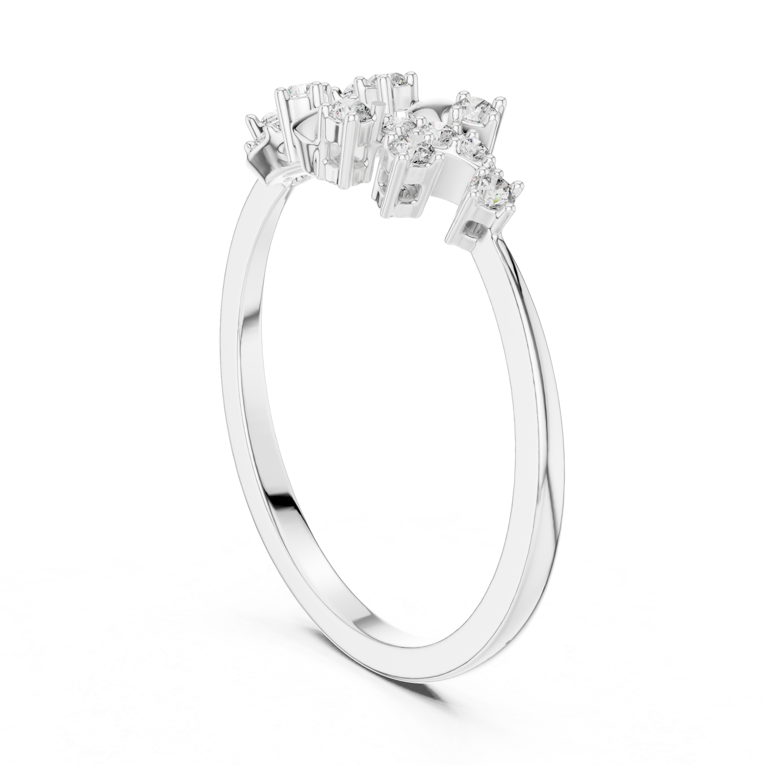 925 Silver Moissanite Nature-Inspired Cluster Engagement Ring 14K Gold Plated